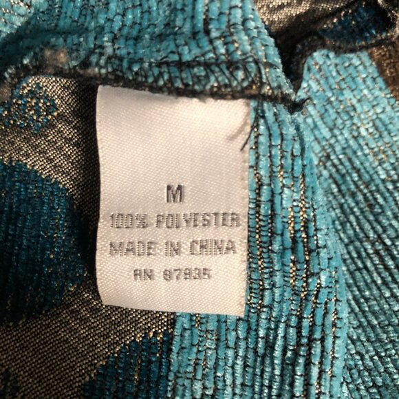 Dressbarn Jacket Womens Medium Brown Teal Patchwork Tapestry Design Blazer READ - Picture 6 of 9